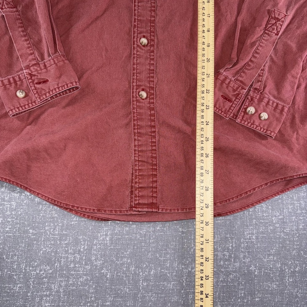 L.L. Bean Shirt Mens Medium Red Canvas Long Sleeve Button Up Casual Workwear - Picture 5 of 8